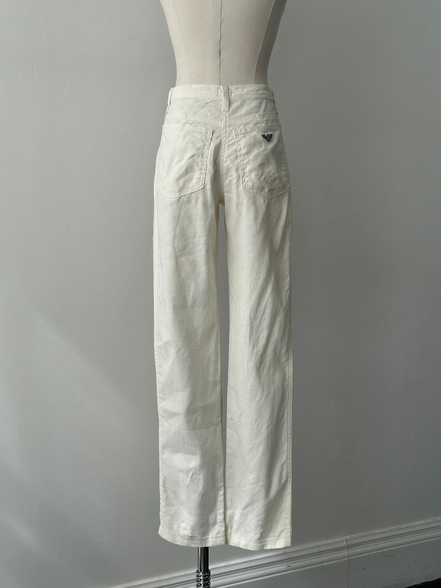 Armani Jeans 1990s Linen Slim Straight Leg Trousers - W26