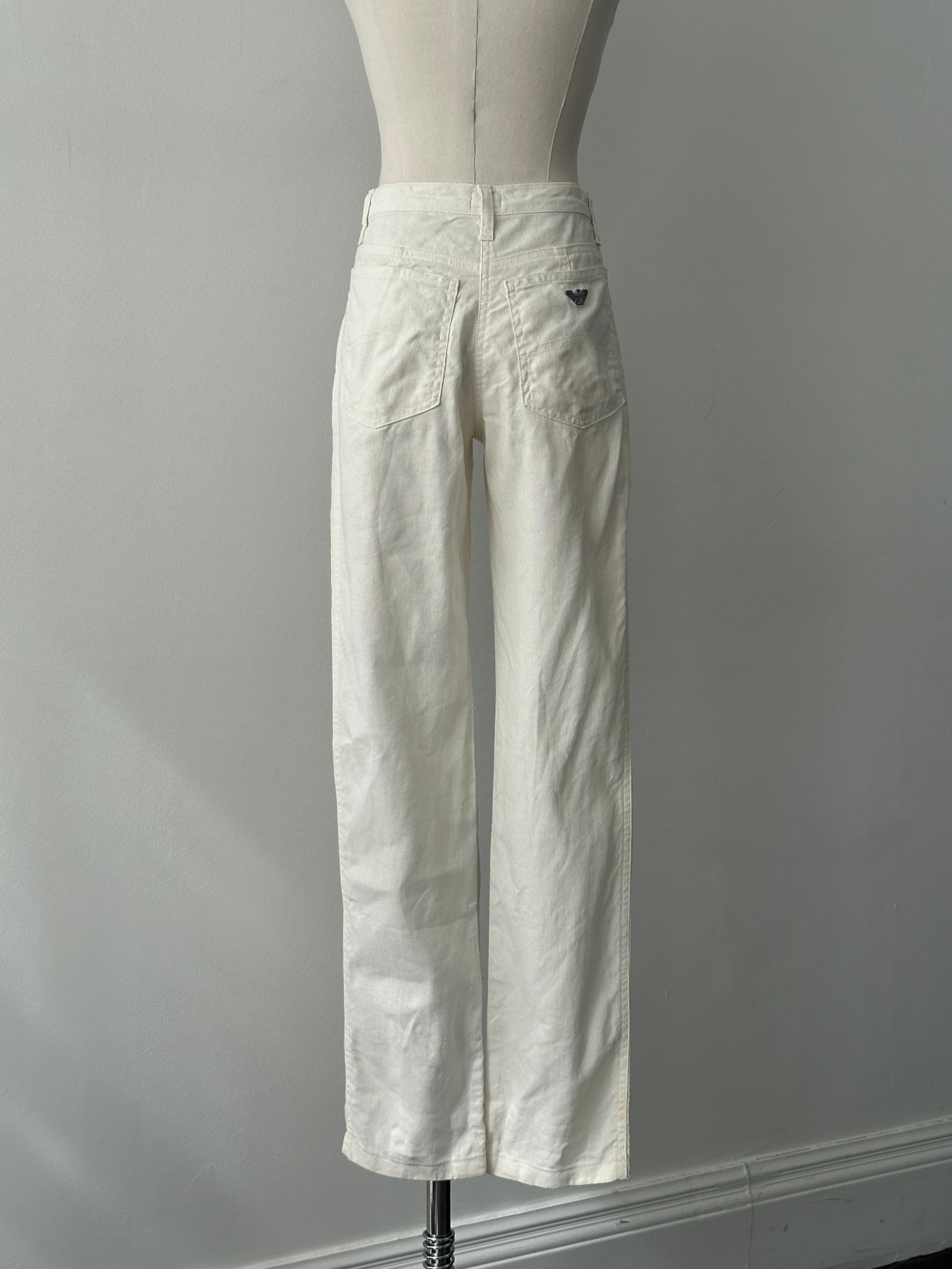 Armani Jeans 1990s Linen Slim Straight Leg Trousers - W26
