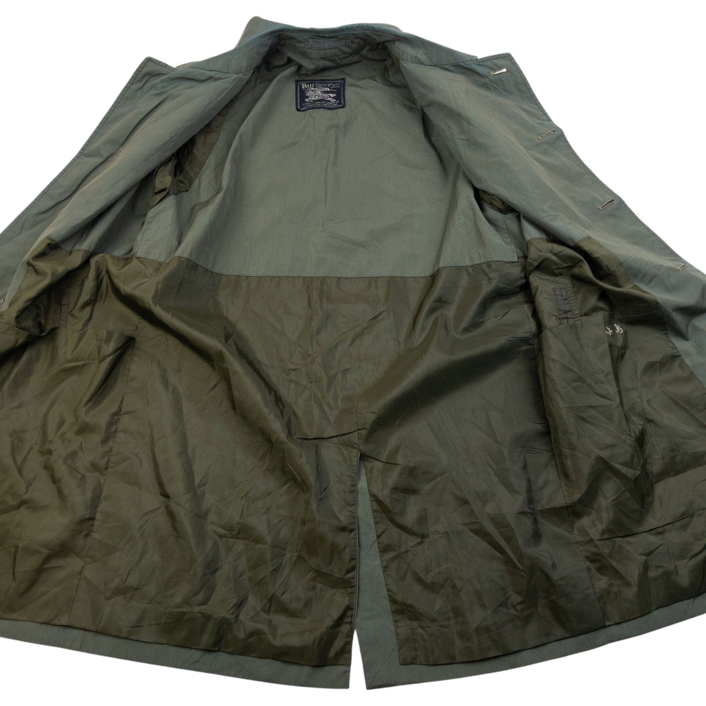 Vintage 80s Burberry Iridescent Trench Jacket Size L | Large, Green
