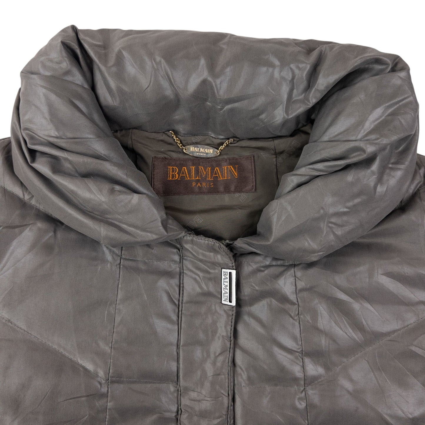 Vintage 90s Balmain Zip Up Padded Rain Jacket Size M | Medium, Grey
