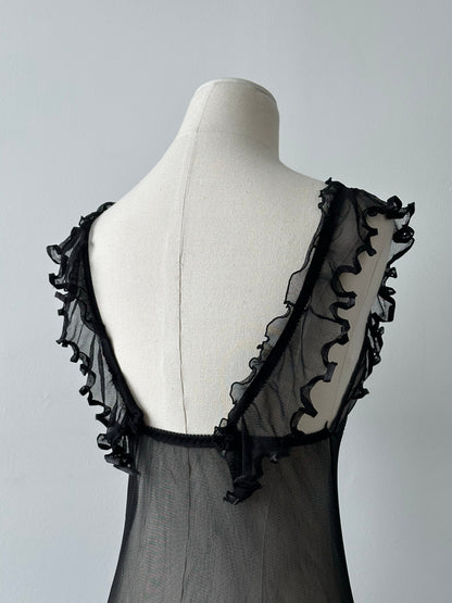 Vintage 2000s Sheer Ruffle Top - S-L
