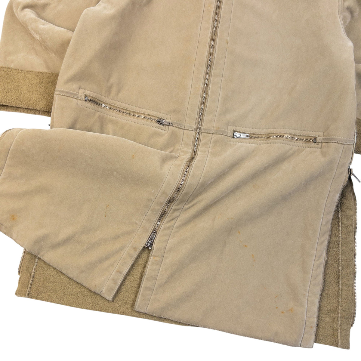 Vintage 90s Armani Jeans Fleece Lined Jacket Size M | Medium, Beige