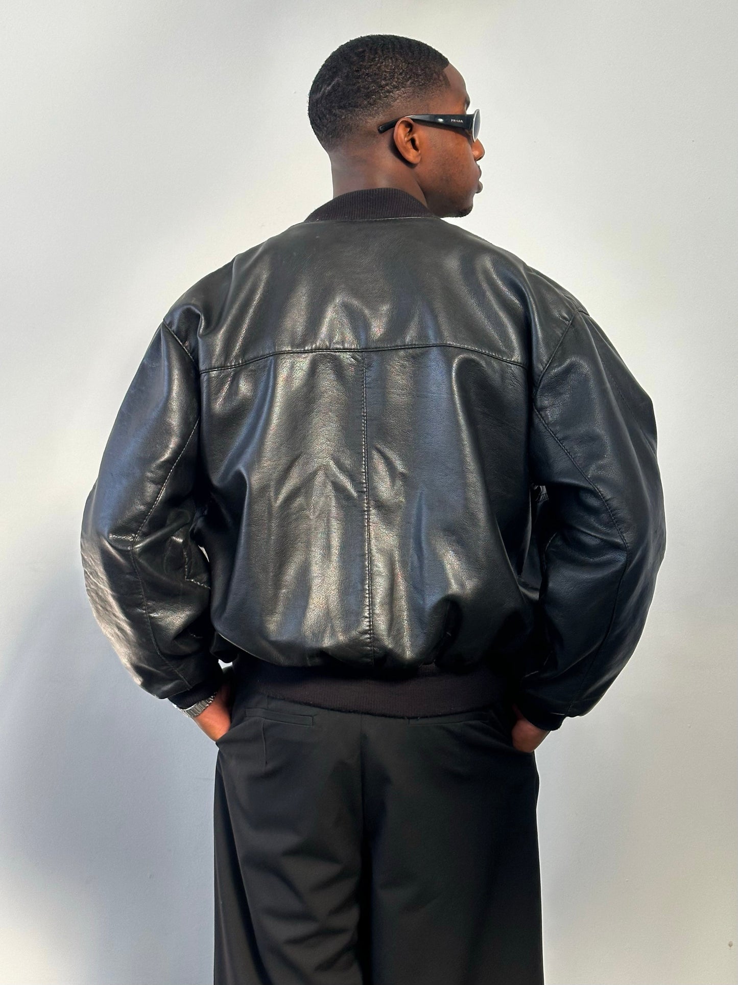 Italian Vintage 1990s Leather Blouson Bomber Jacket - XL