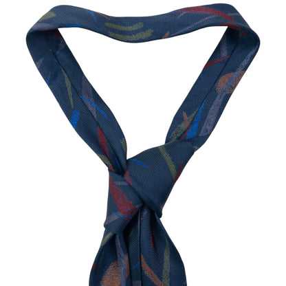 Vintage 90s Issey Miyake Pattern Silk Tie | O/S, Blue