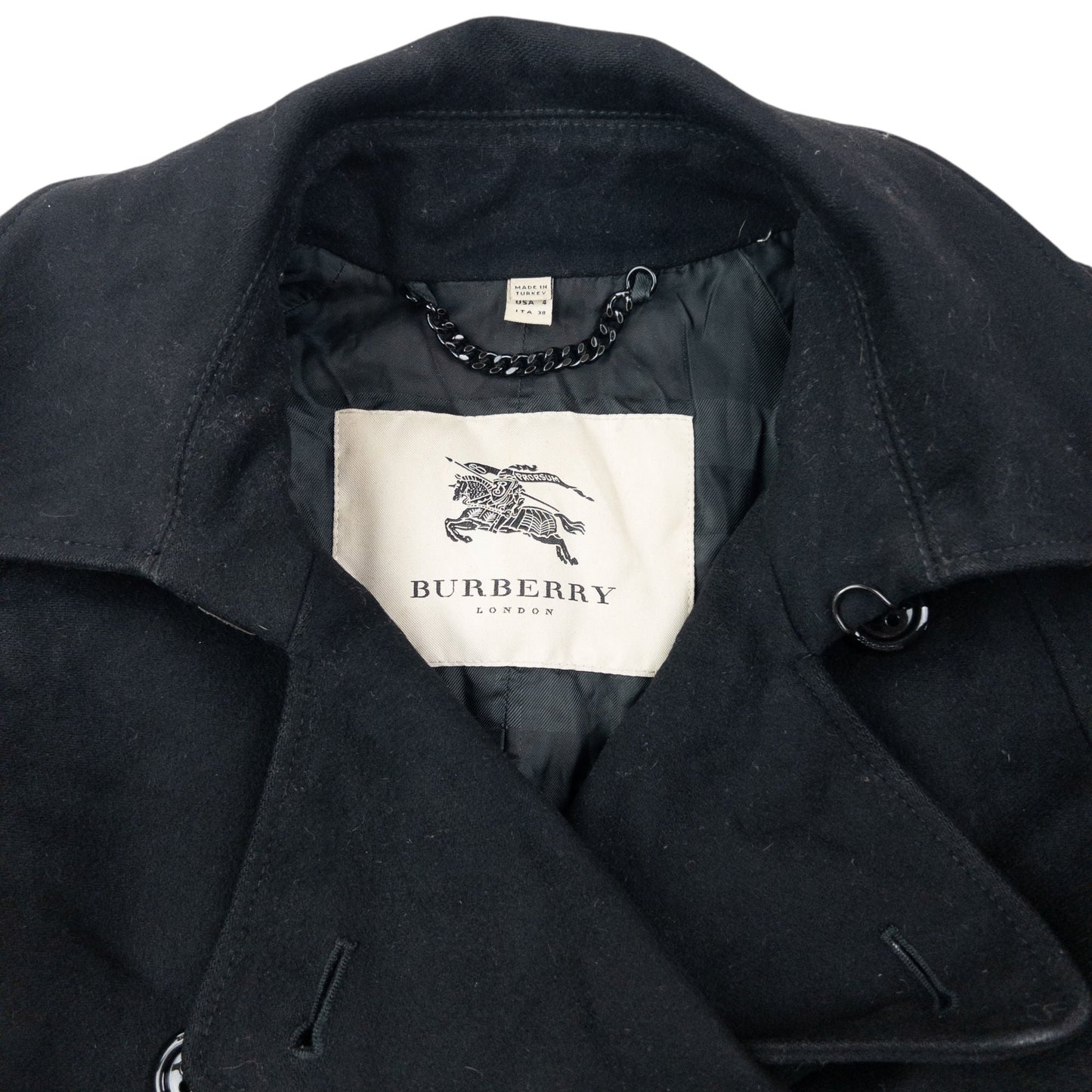 Vintage 2000s Burberry Belt Waist Wool Trench Jacket Womens Size S | Small, Black