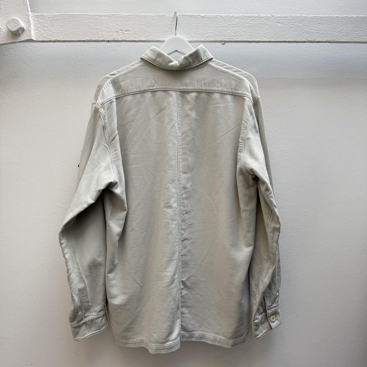 90s Stone Island Moleskin Overshirt Light Grey (L) | Large, Grey