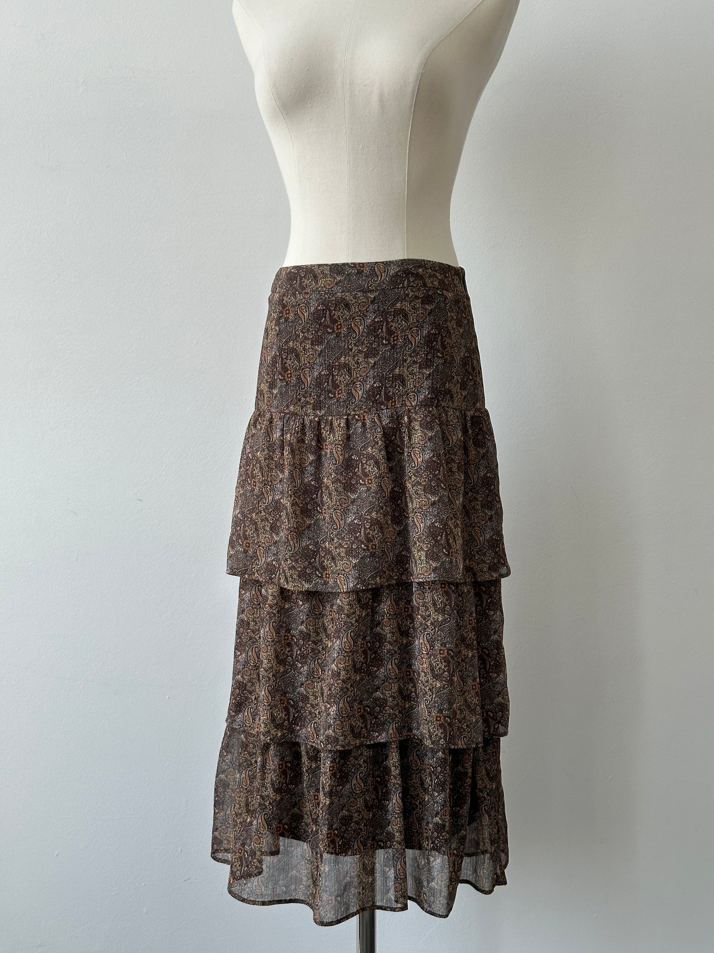Vintage 2000s Paisley Pleated Midi Skirt - W26