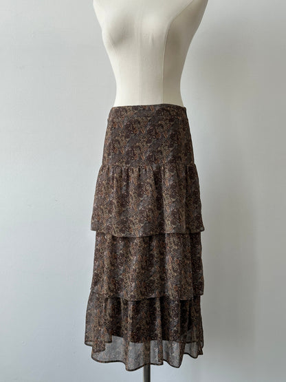 Vintage 2000s Paisley Pleated Midi Skirt - W26