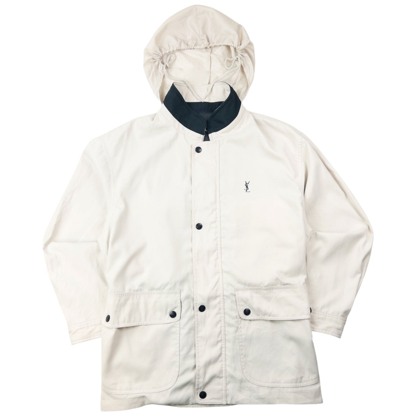 Vintage 90s YSL Yves Saint Laurent Zip Up Jacket Size M | Medium, Cream