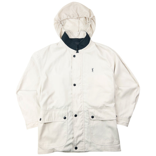 Vintage 90s YSL Yves Saint Laurent Zip Up Jacket Size M | Medium, Cream