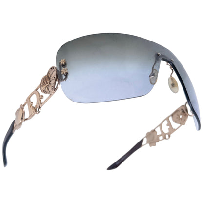 Vintage Dior Spuns Floral Rimless Sunglasses