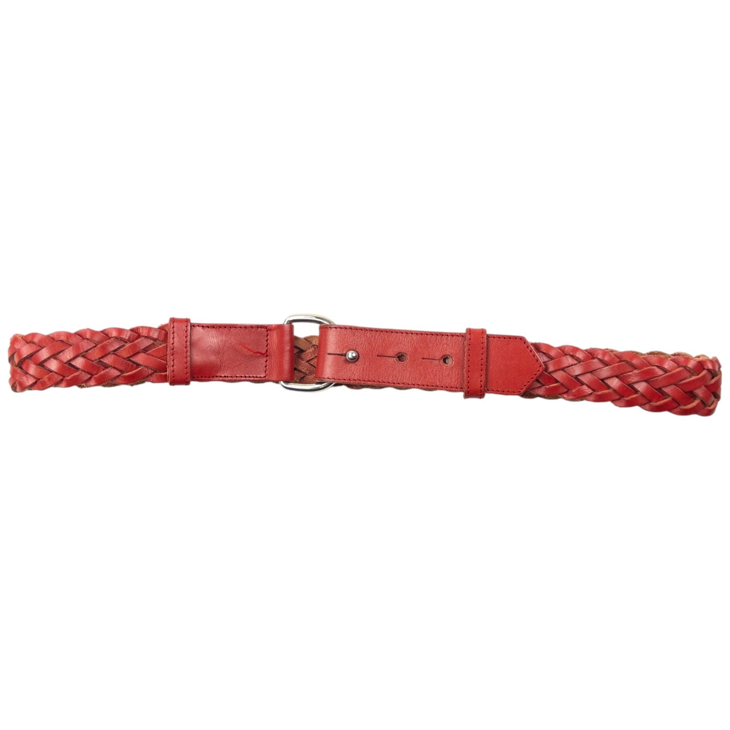 Vintage 90s Burberry Braided Leather Belt Size W28 | O/S, Red