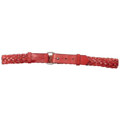 Vintage 90s Burberry Braided Leather Belt Size W28 | O/S, Red