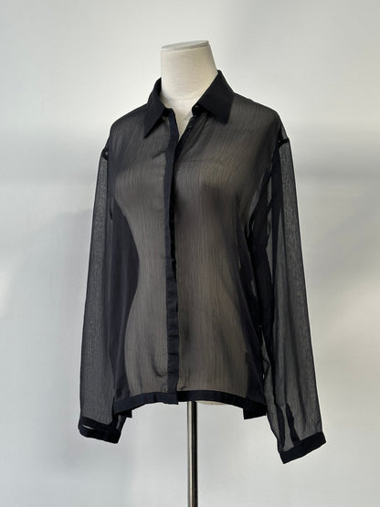 Vintage 2000s Sheer Concealed Placket Shirt - S