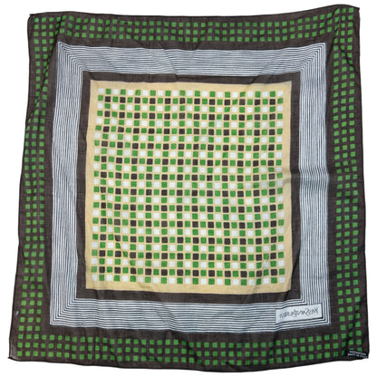 Vintage 90s YSL Yves Saint Laurent Pattern Scarf | O/S, Green, Brown, White