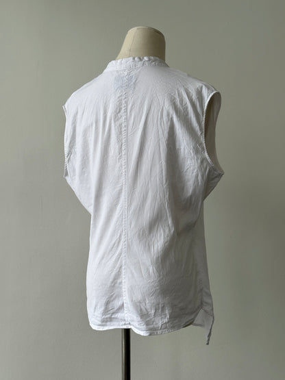 Nicole Farhi 2000s Linen Asymmetric Wrap Top - M-L