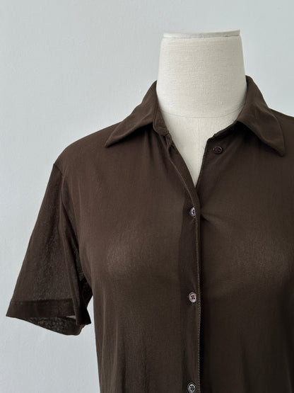 Vintage 2000s Sheer Short Sleeve Shirt - M