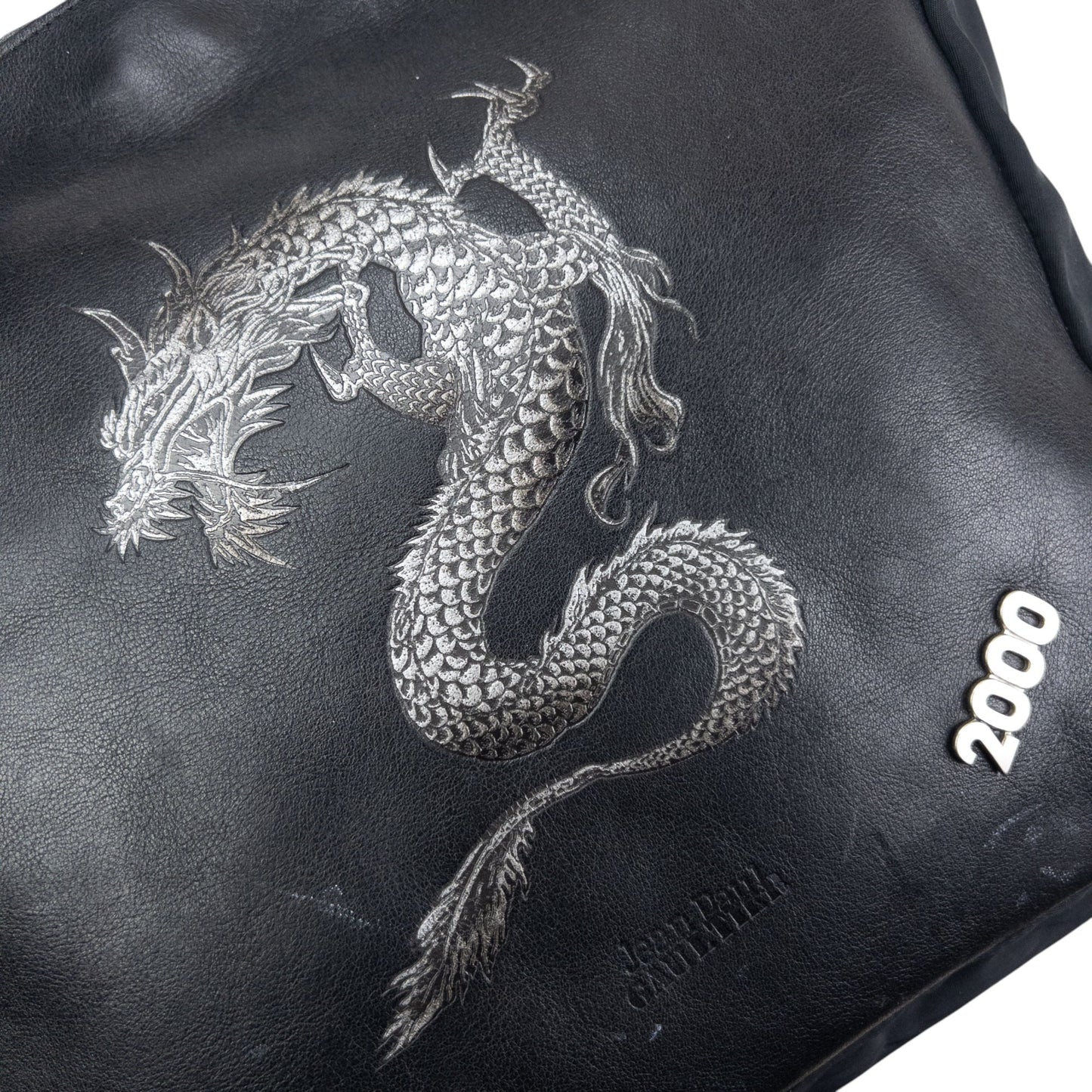 Vintage 2000 Jean Paul Gaultier Dragon Leather Shoulder Bag | O/S, Black