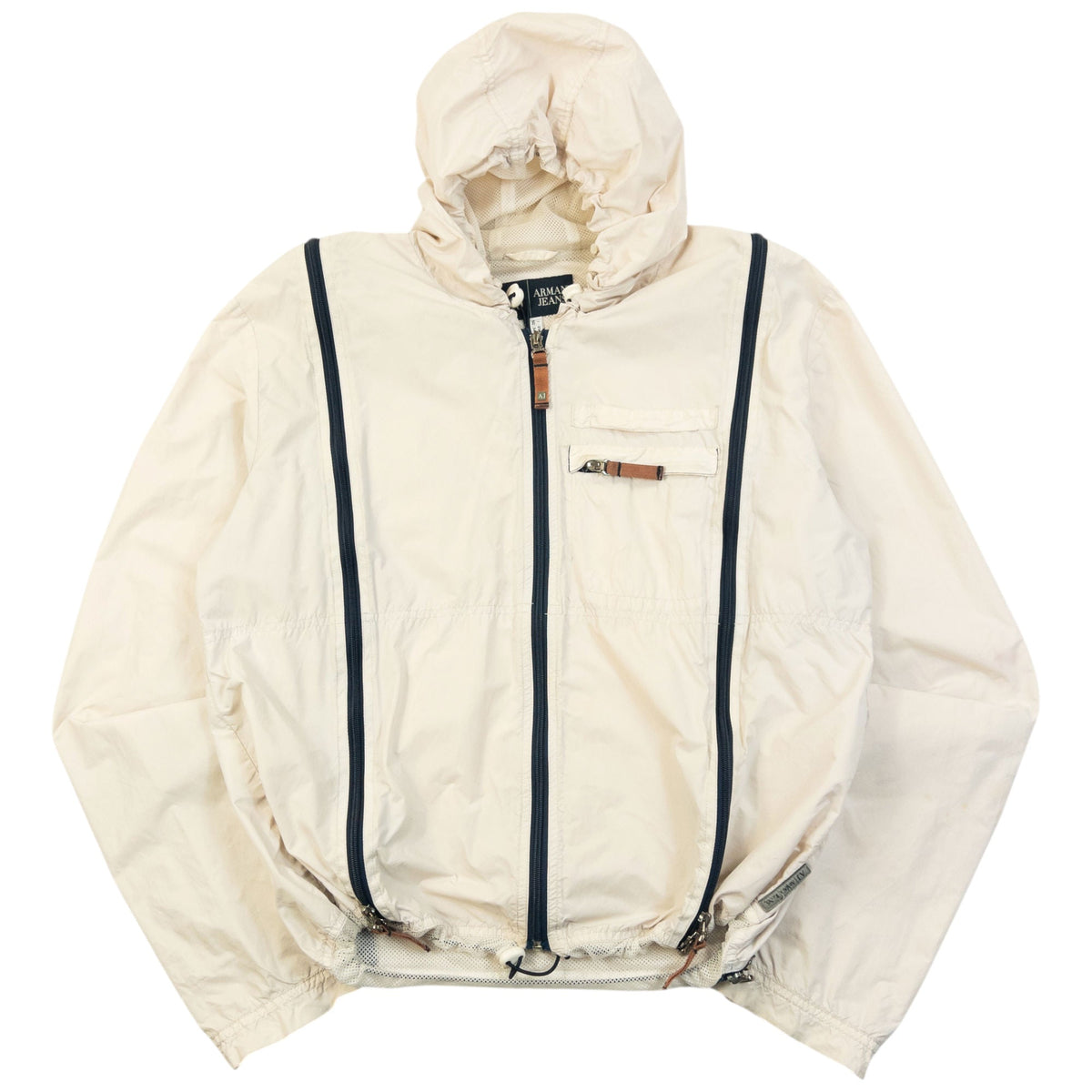 Vintage 2000s Armani Jeans Full Zip Ventilated Jacket Size S | Small, Cream