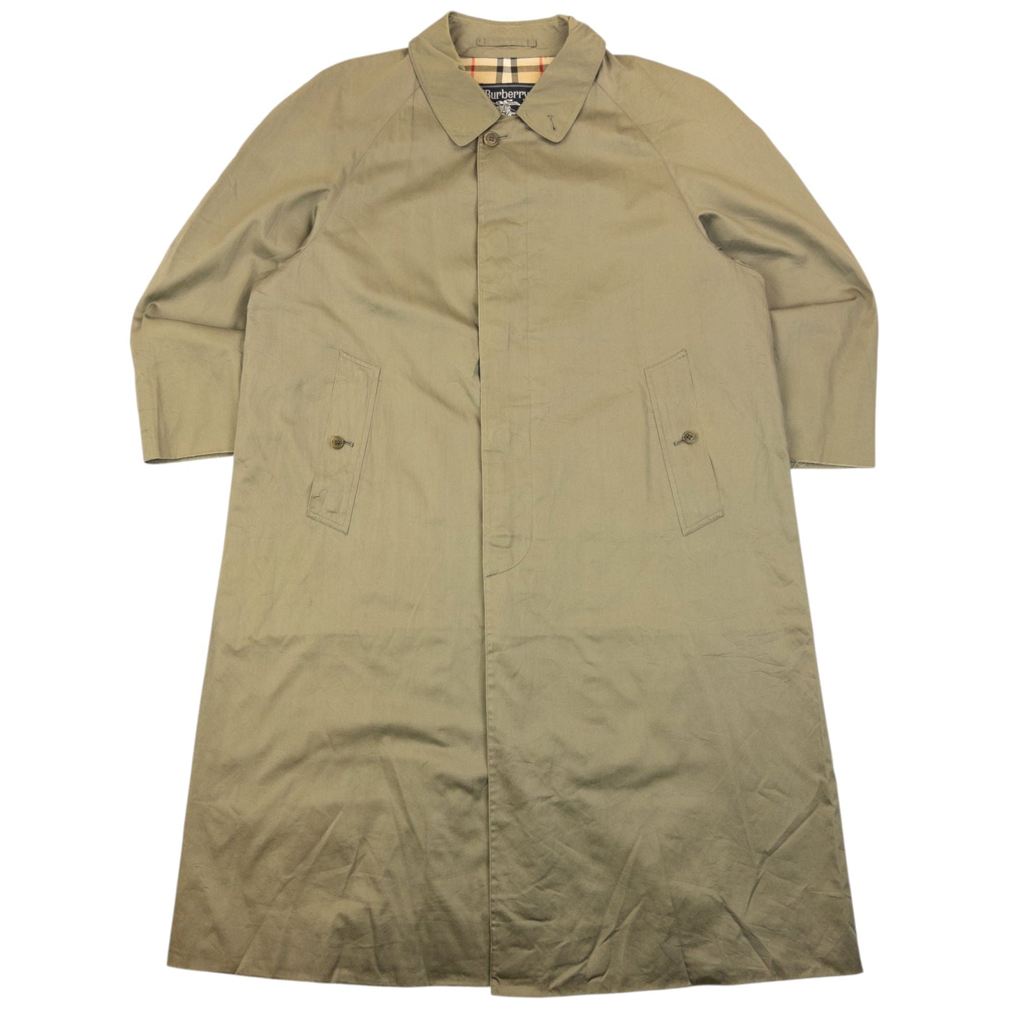 Vintage 90s Burberry Nova Check Lined Trench Jacket Size XL | XL, Green