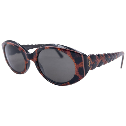 Vintage 90s YSL Yves Saint Laurent Braided Frame Sunglasses | O/S, Tortoiseshell