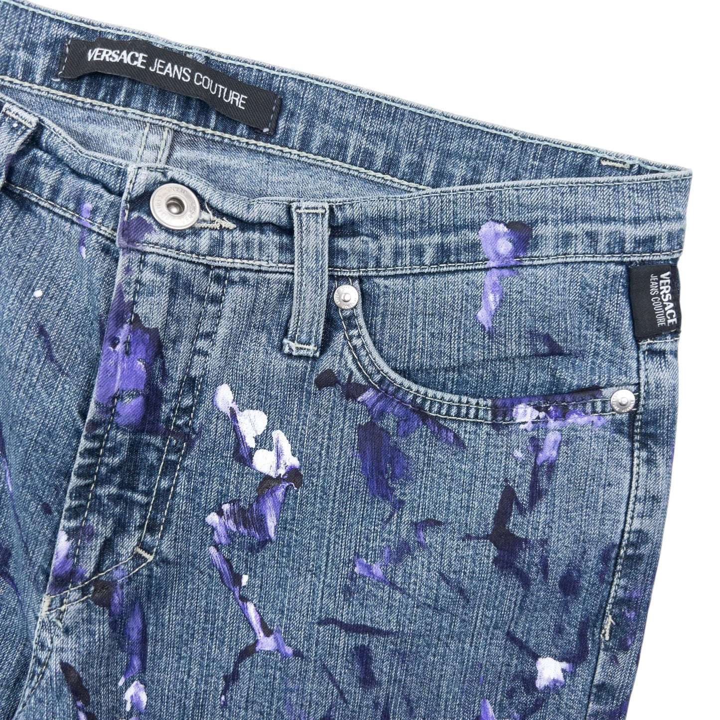 Vintage 2000s Versace Jeans Couture Painted Denim Jeans Womens Size W30 | W30, Blue
