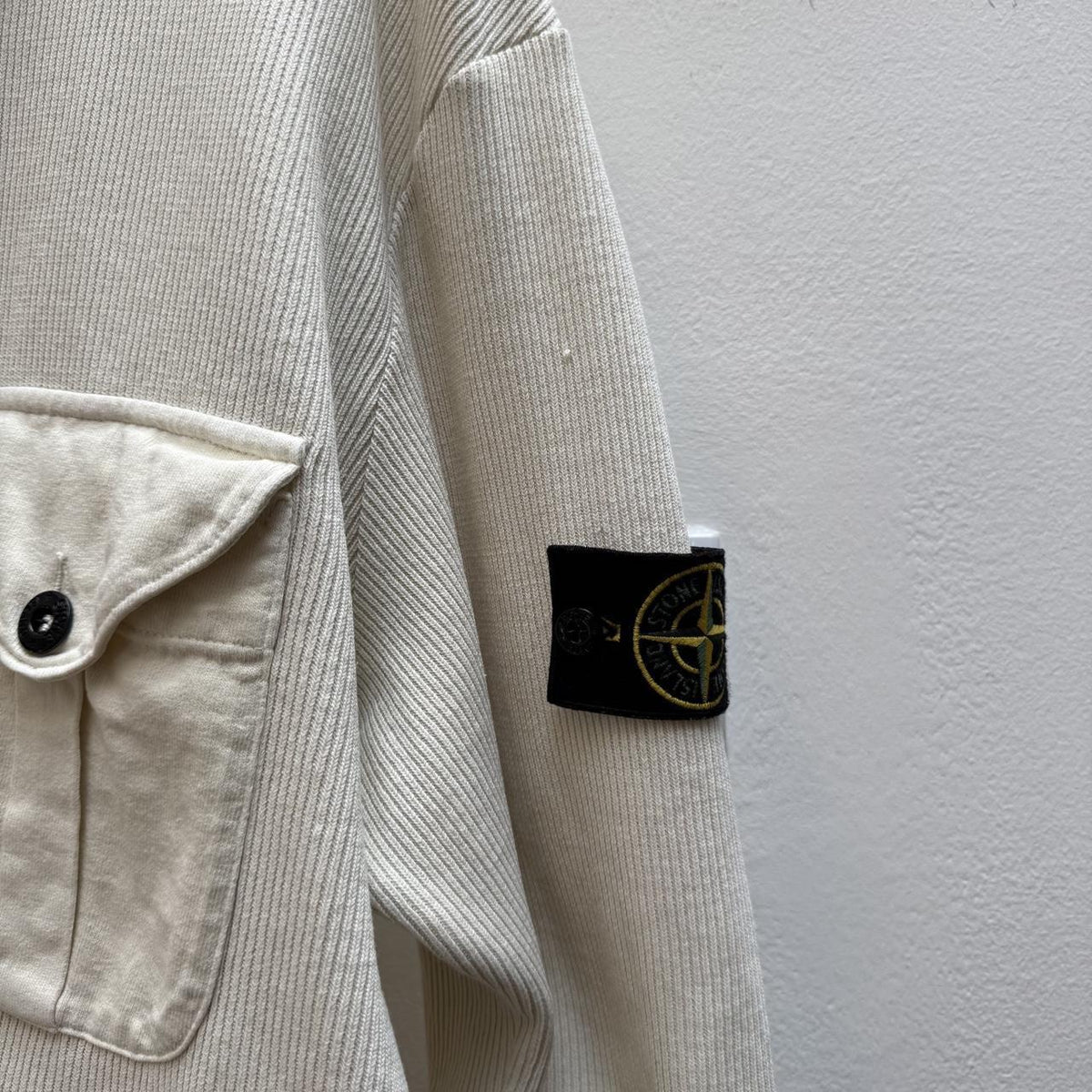 Early 00’s Stone Island Ribbed Zip Jumper (XL) | Extra Large, Cream