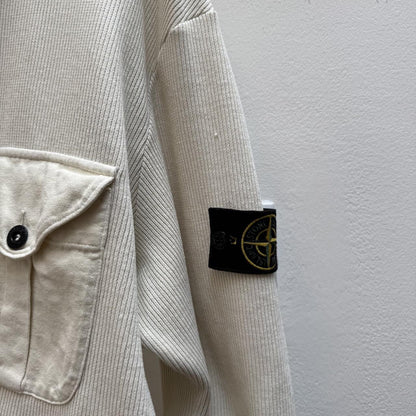 Early 00’s Stone Island Ribbed Zip Jumper (XL) | Extra Large, Cream