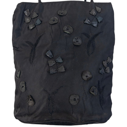 Vintage 2000s Prada Floral Handbag | O/S, Black