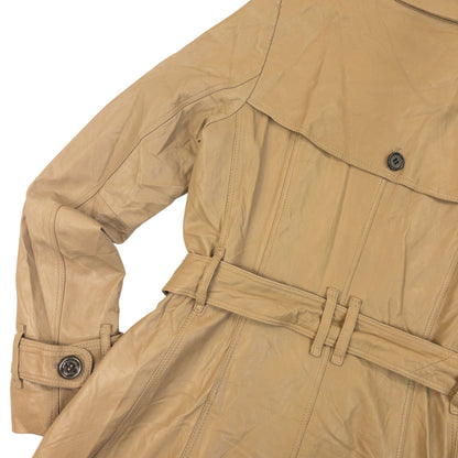 Vintage 2000s Burberry Nova Check Lined Leather Trench Jacket Womens Size M | Medium, Beige