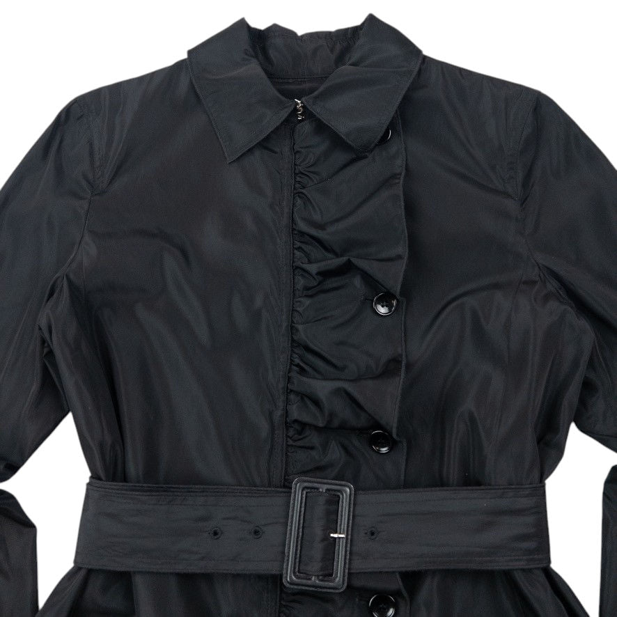 Vintage Dolce & Gabbana Belt Waist Ruffle Jacket Womens Size M | Medium, Black