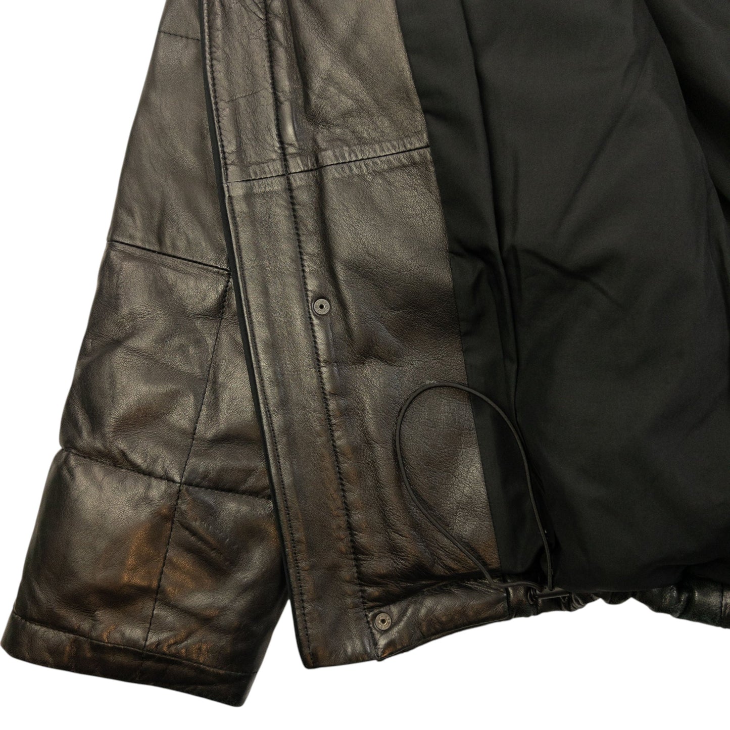 Vintage 2000s Yohji Yamamoto A.A.R Leather Puffer Jacket Size M | Medium, Black