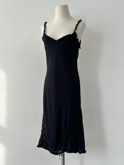 USA Vintage 1990s Lace Panel Sleeveless Midi Slip Dress - M