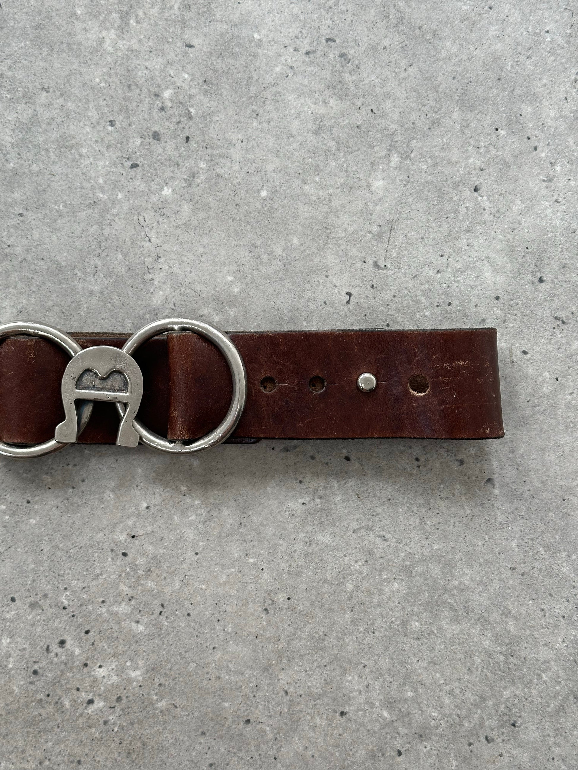Vintage 1990s Western Horseshoe Leather Belt - W32-35