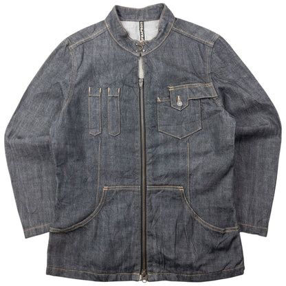 Vintage 90s Frapbois By Issey Miyake Zip Up Denim Jacket Size S | Small, Grey