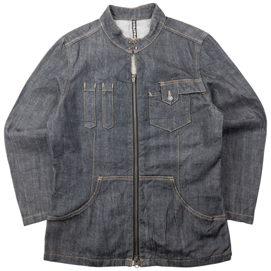 Vintage 90s Frapbois By Issey Miyake Zip Up Denim Jacket Size S | Small, Grey