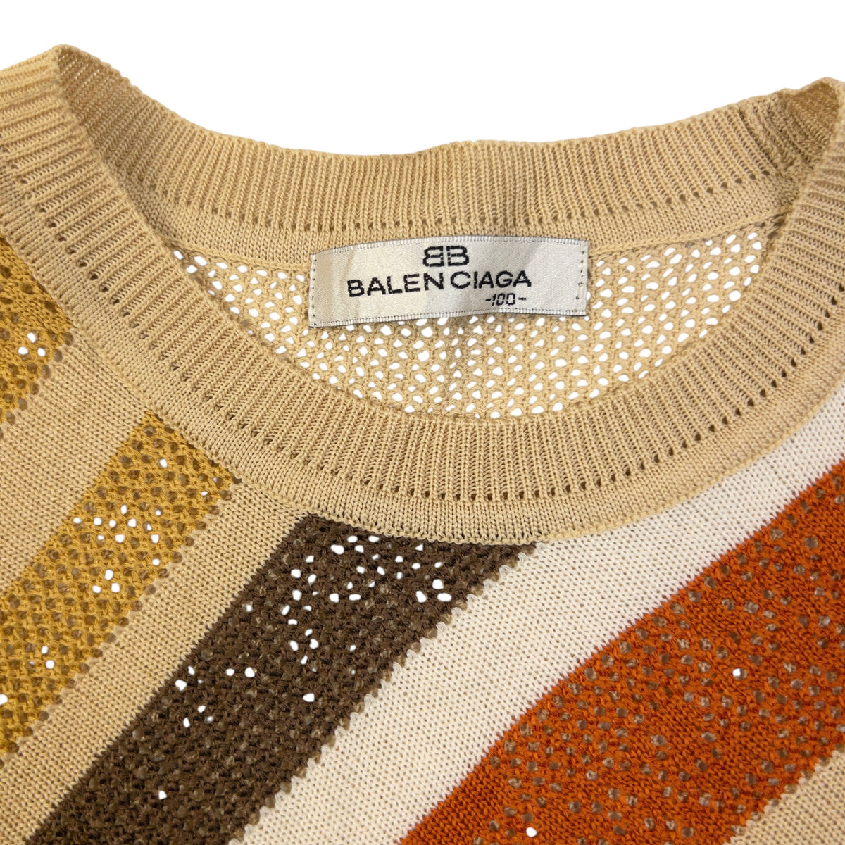 Vintage 90s Balenciaga Striped Knit Sweater Vest Womens Size M | Medium, Beige, Brown, Orange, Yellow, White