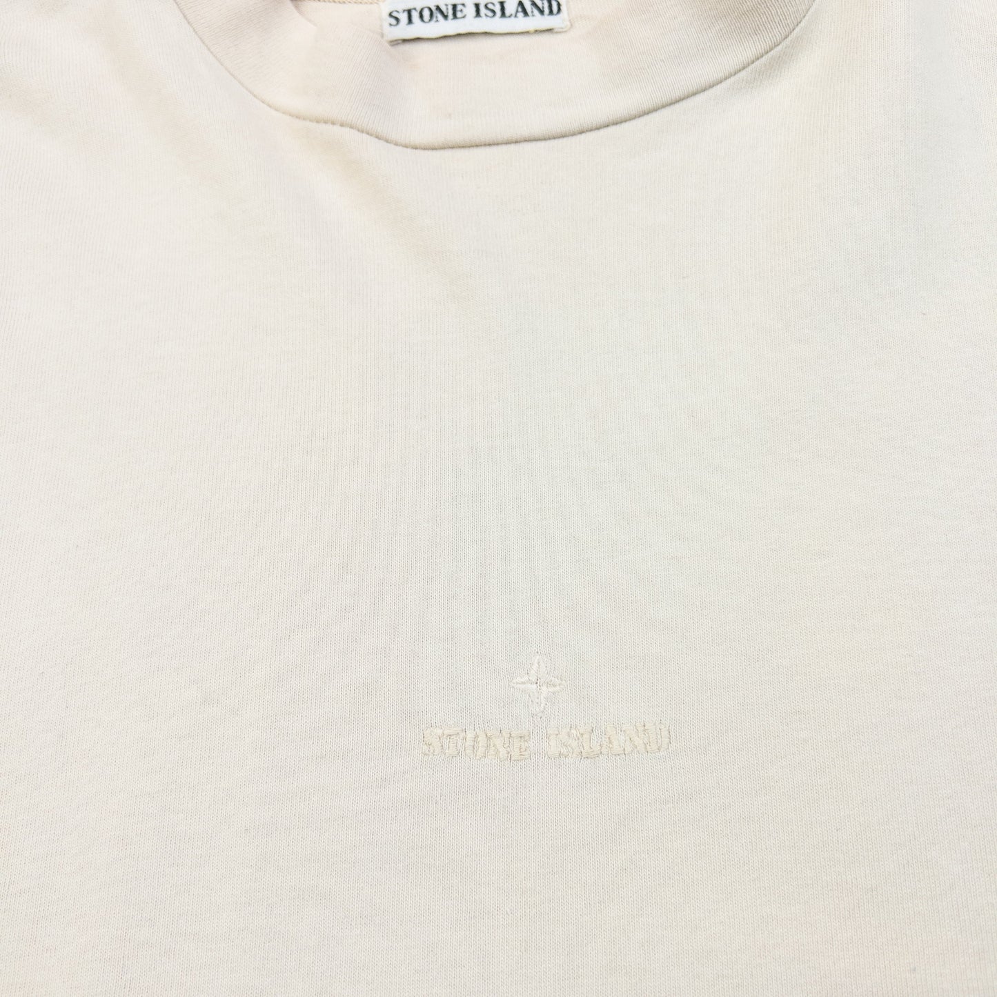 Vintage 90s Stone Island Center Logo Long Sleeve T Shirt Size S | Small, Cream