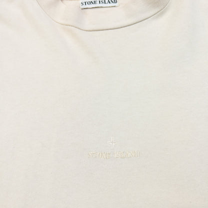 Vintage 90s Stone Island Center Logo Long Sleeve T Shirt Size S | Small, Cream