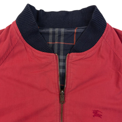 Vintage 90s Burberry Nova Check Reversible Bomber Jacket Size L | Large, Navy