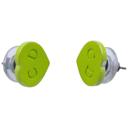 Vintage 2000s Dior By John Galliano Heart Stud Earrings | O/S, Green