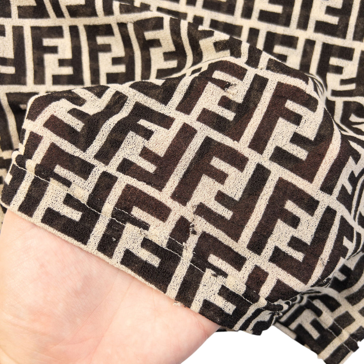 Vintage 90s Fendi Monogram Mesh T Shirt Womens Size S | Small, Brown