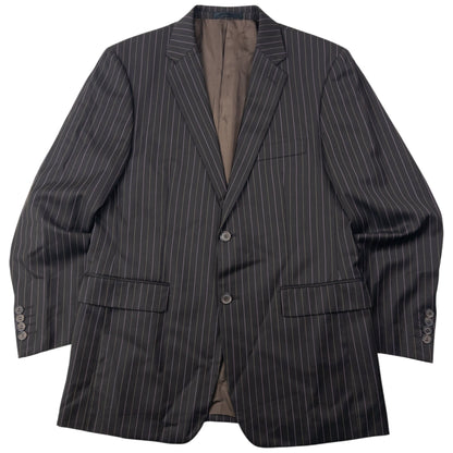 Vintage 90s YSL Yves Saint Laurent Pinstripe Jacket & Trousers Suit Set Size L | Large, Brown