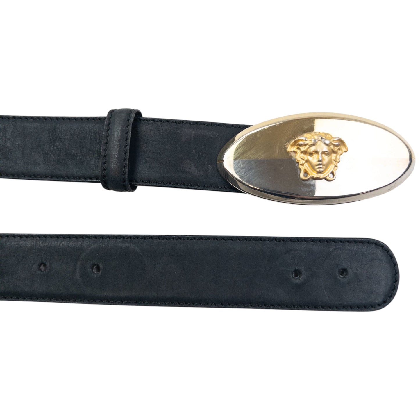 Vintage 90s Gianni Versace Medusa Buckle Leather Belt Size M | O/S, Multicoloured