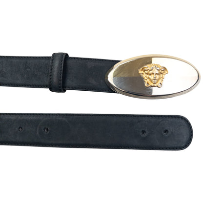 Vintage 90s Gianni Versace Medusa Buckle Leather Belt Size M | O/S, Multicoloured