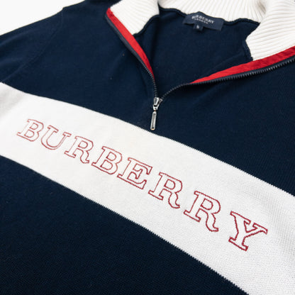 Vintage 2000s Burberry Embroidered Q Zip Jumper Size S
