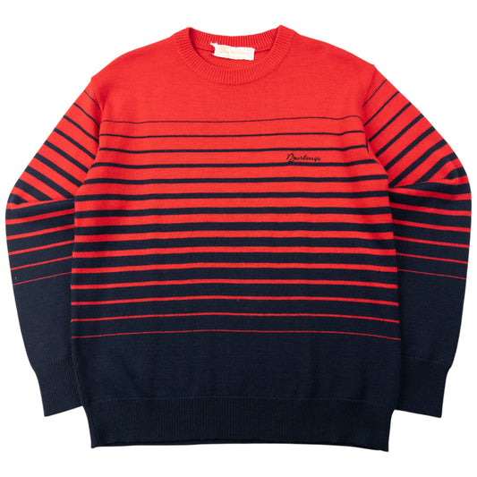 Vintage 80s Burberry Striped Knit Jumper Size M | Medium, Navy