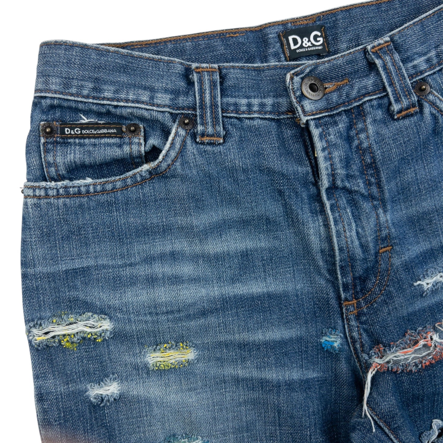 Vintage 2000s Dolce & Gabbana Distressed Denim Jeans Womens Size W26 | W26, Blue