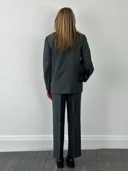 Vintage 1990s Stand Collar Double Breasted Stripe Suit - 38R/W29