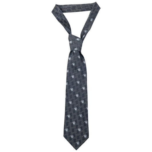 Vintage 90s Gianni Versace Medusa Monogram Silk Tie | O/S, Navy